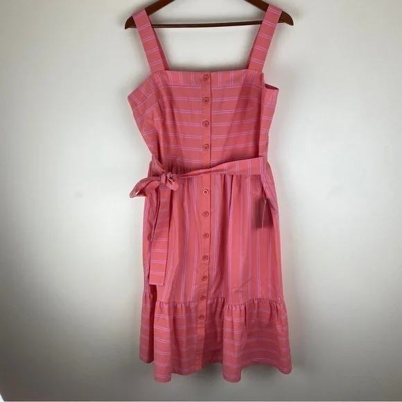 Gal Meets Glam Woman’s Midi Dress 14 Button Front Wide Strap Functioning Buttons - Picture 2 of 9